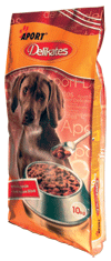Апорт Деликатес - комплексный сухой корм для взрослых собак; кусочки мяса в густом мясном соусе